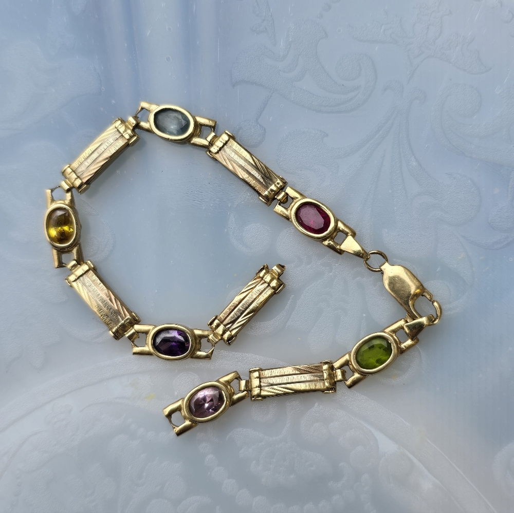 14k Gold Multi Sapphire Gemstone Bracelet